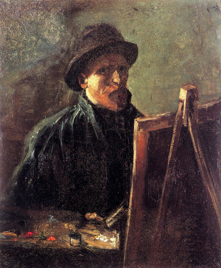 Self-Portrait with Dark Felt Hat at the Easel, Vincent Van Gogh